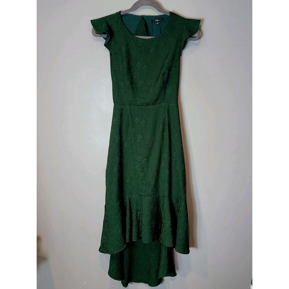 Lulus Green Floral Midi Dress Women Size XL Jacquard Holiday Wedding Hoco
